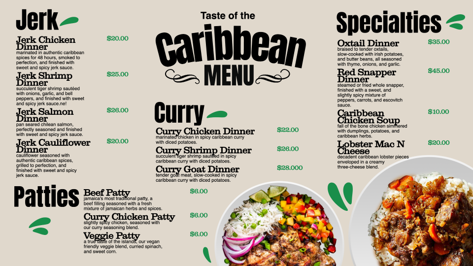 Jamaican POS Menu Template