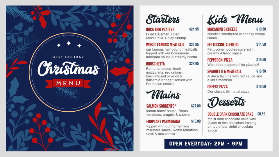 Christmas Eve Menu