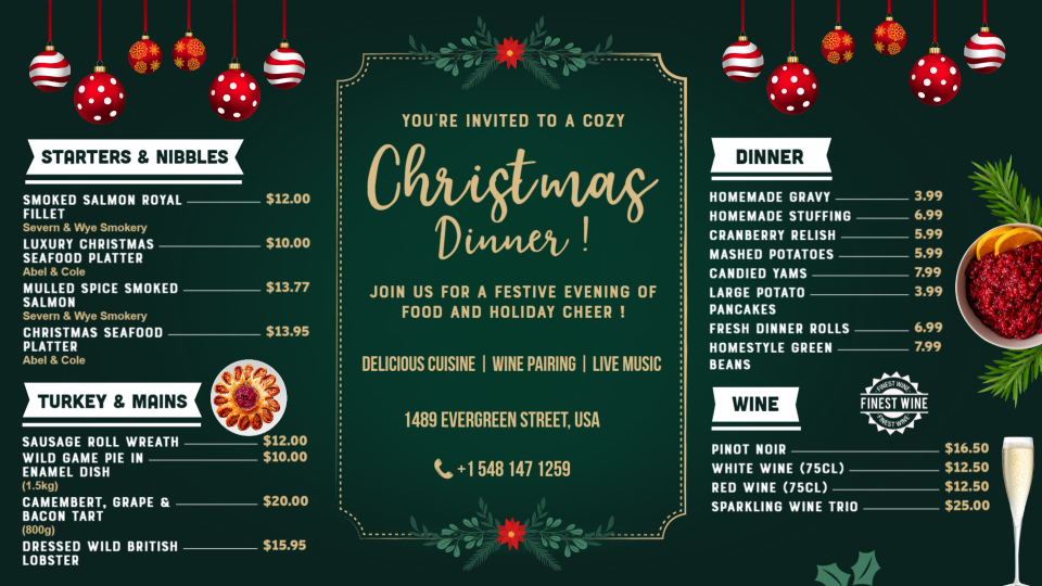 Christmas Eve POS Menu Design 