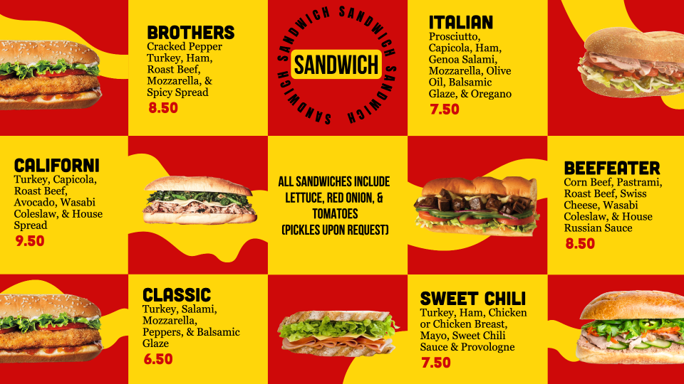 Sandwich POS Menu Board