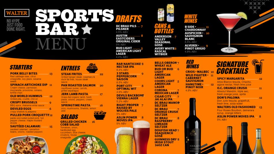 Sports bar menu template