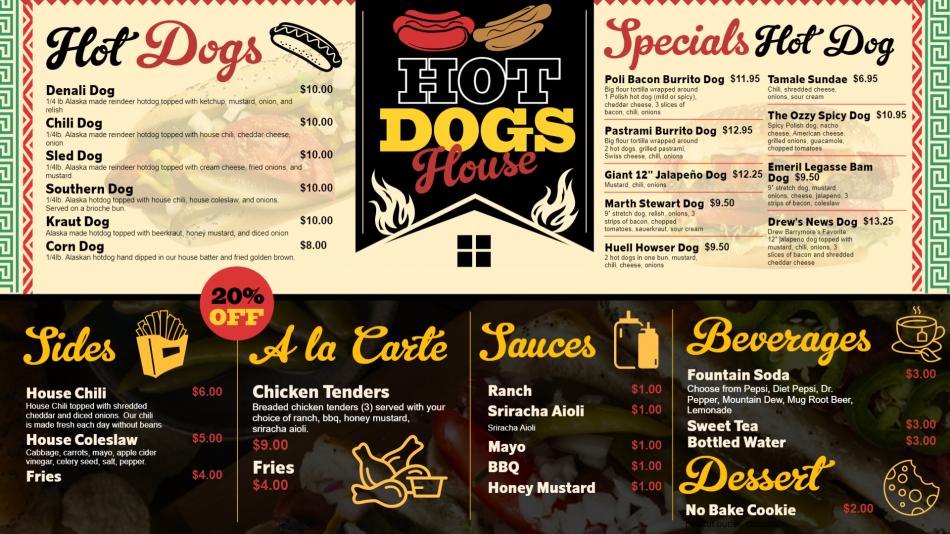 Hotdog Menu board Design