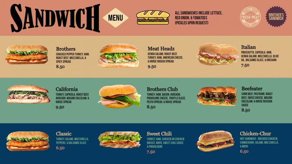 Sandwich Menu Design