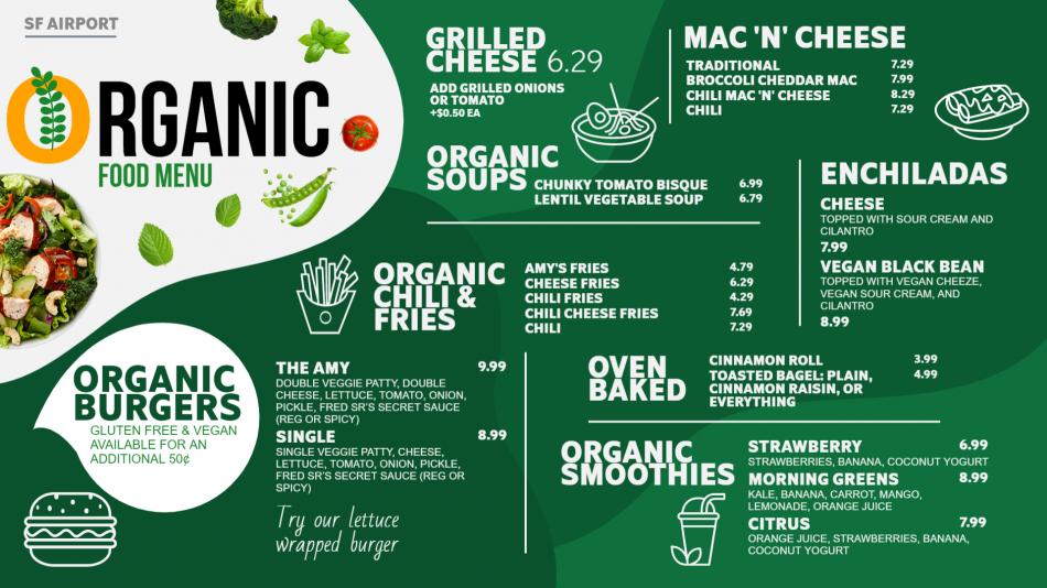 Organic Food Menu Design