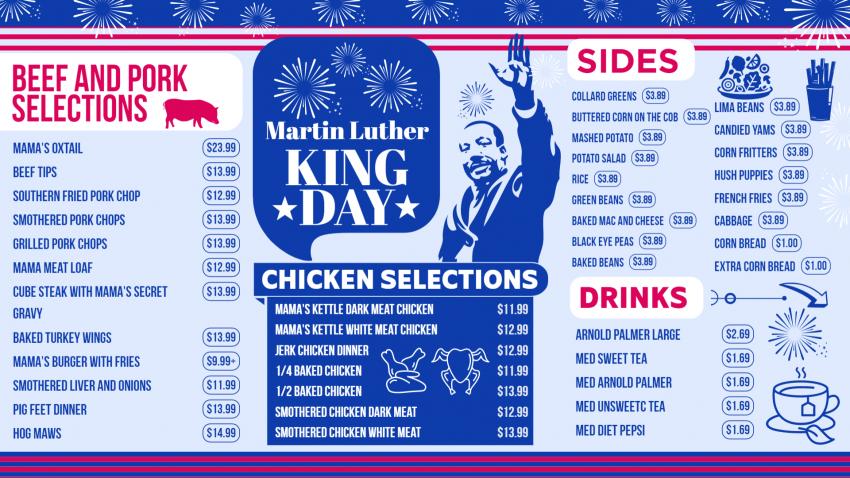 Martin Luther King jr Day menu