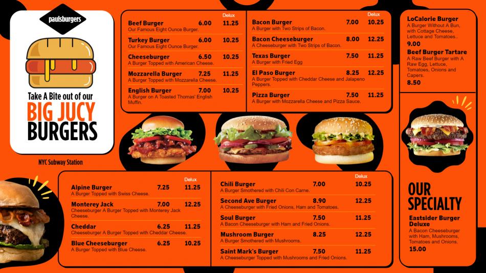 Burger Menu Board Design