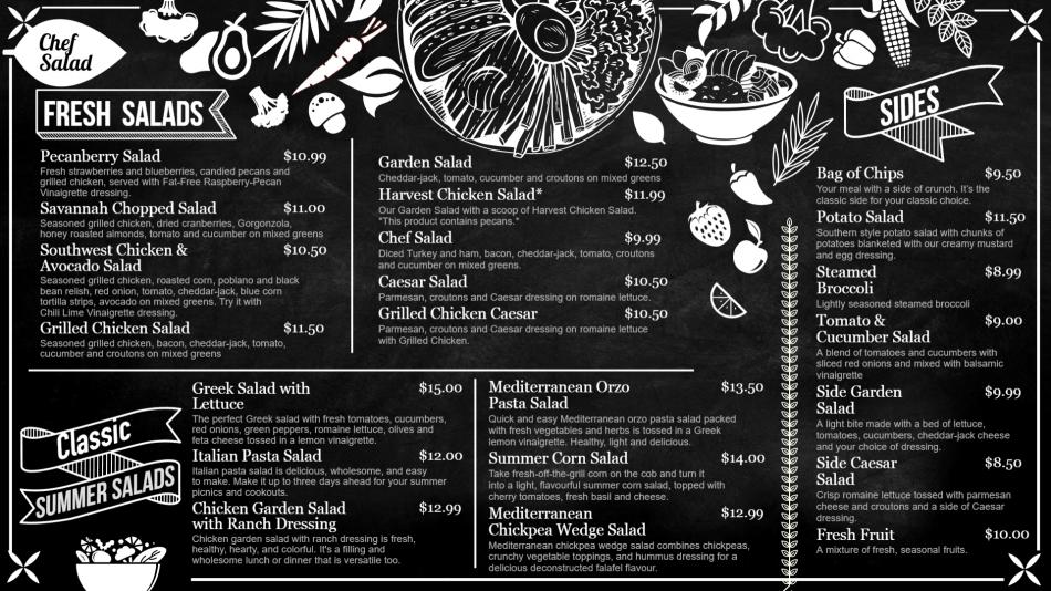 Chalk Style Salad Menu Design: Rustic Charm for Your Salad Offerings