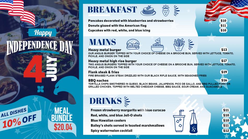 Celebrate Freedom with Flavor: DSMenu's Independence Day Menu Design Template