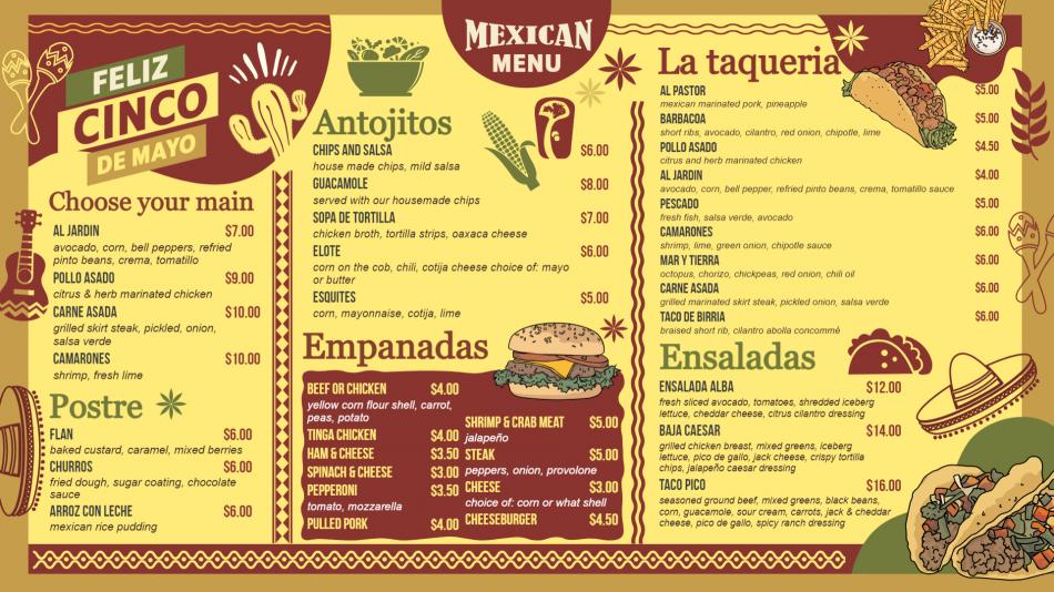 Flavors of Mexico: DSMenu's Captivating Mexican Menu Template Design