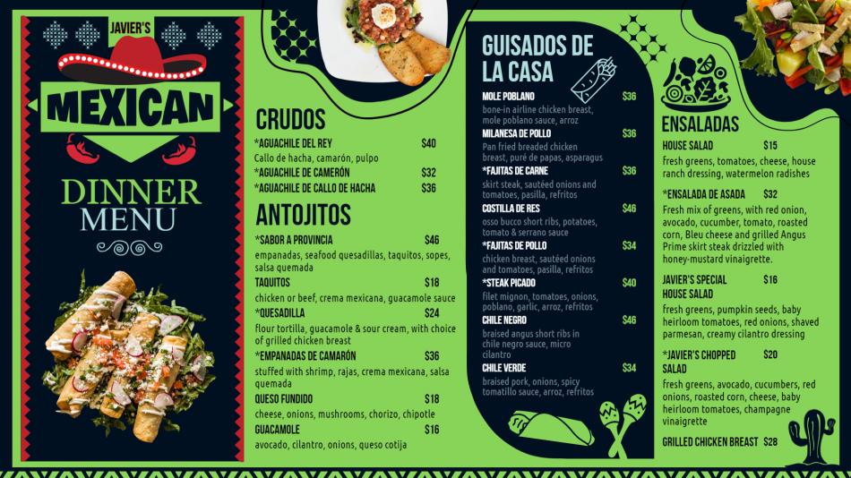 A Taste of Mexico: DSMenu's Authentic Mexican Menu Board