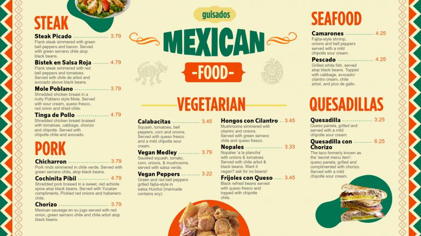 Fiesta of Flavors: DSMenu's Creative Mexican Menu Design