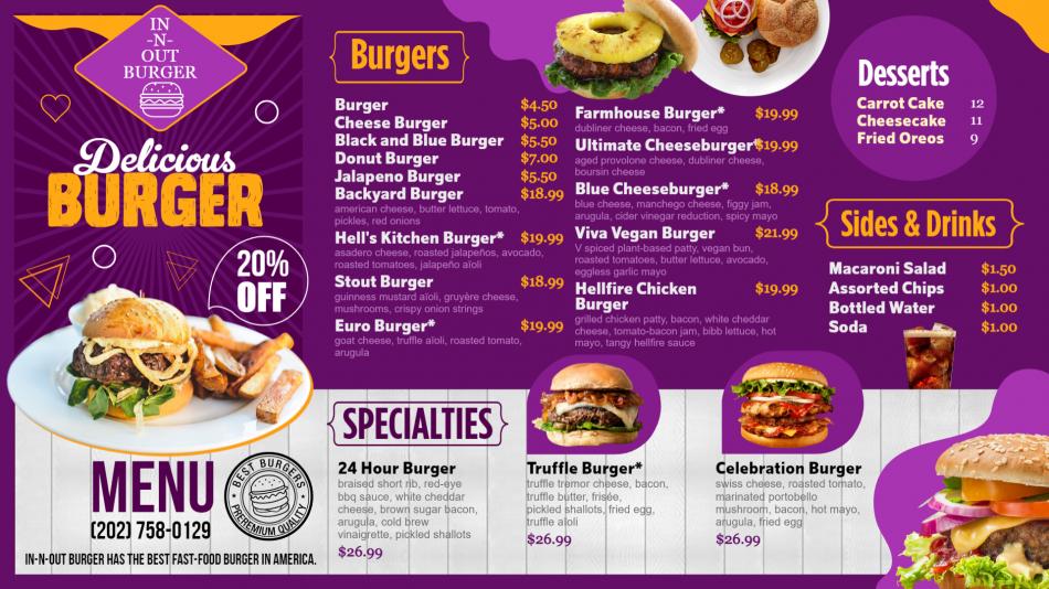 Craft Your Culinary Vision: DSMenu's Editable Burger Menu Design