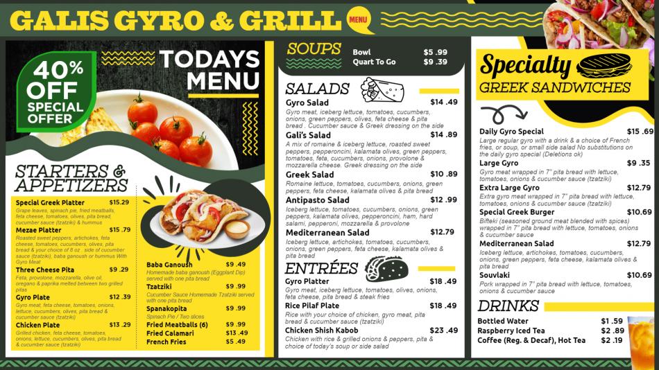 Gyro Delights on Display: Explore Our Gyro Menu Board Design