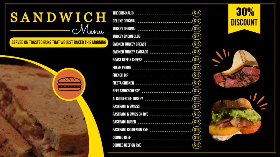 Simple Sandwich Menu Board Design