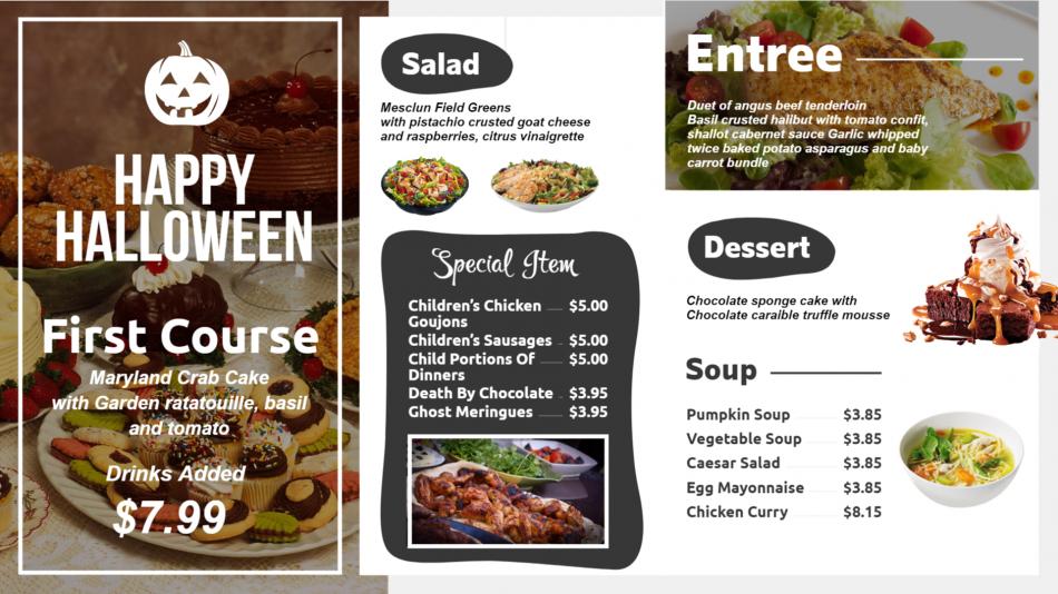 Halloween menu template for digital signage