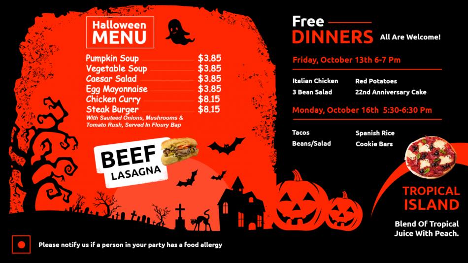 Halloween Restaurant Menu Template for Digital Signage