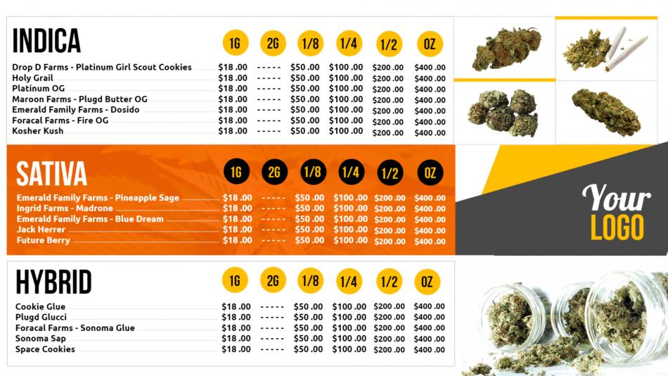 Best Marijuana Signage Menu board for free download
