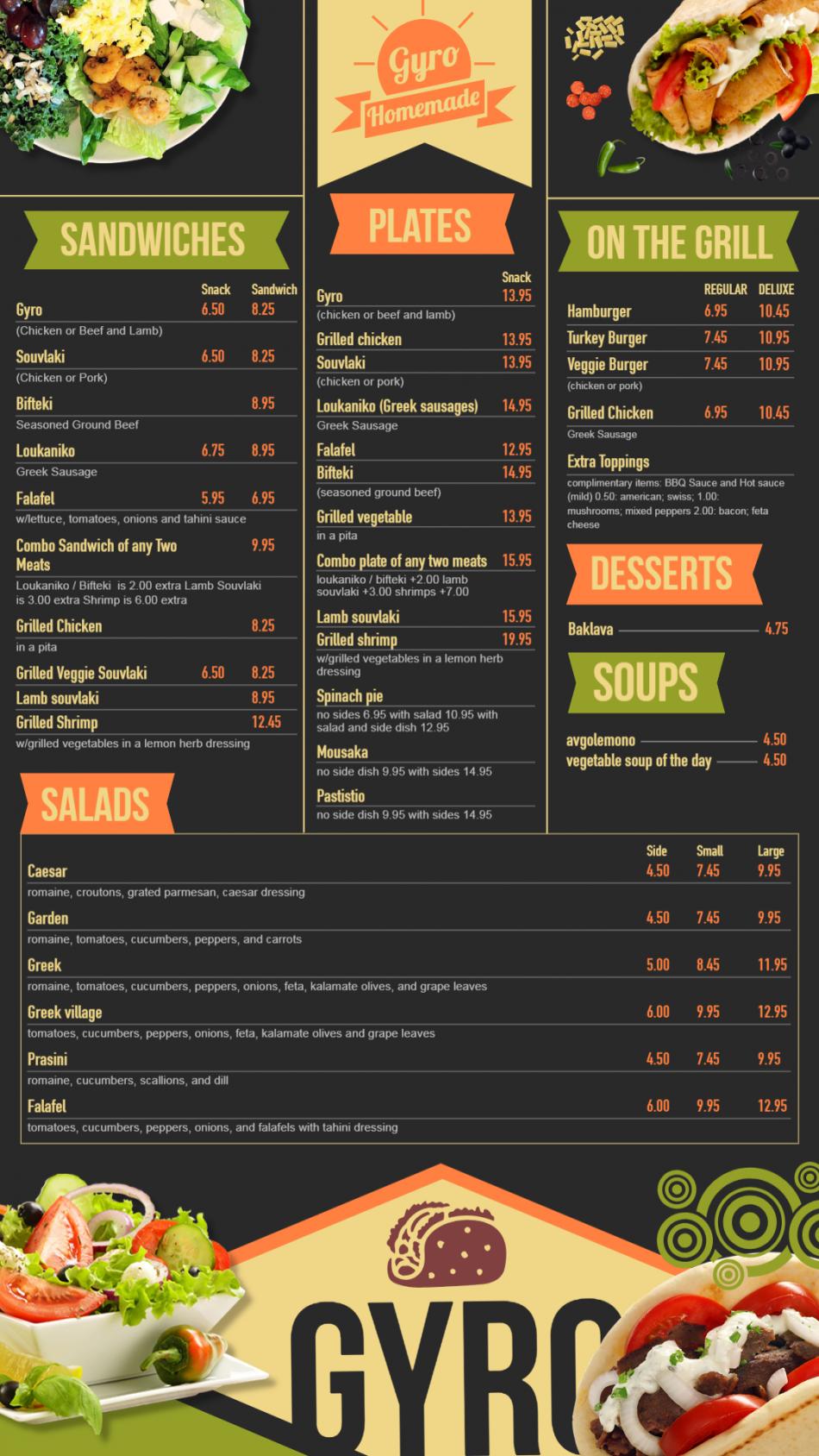Gyro Vertical catering menu board design from DSMenu for restaurant