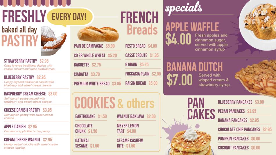 Download modern bakery menu board design for free