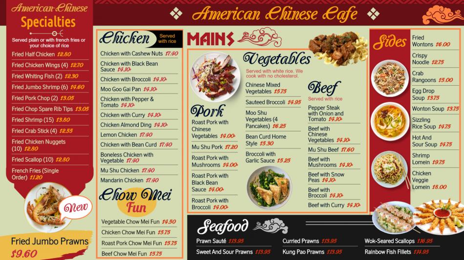 Chinese Menu Board for restaurant and restaurant marketing from Dsmenu