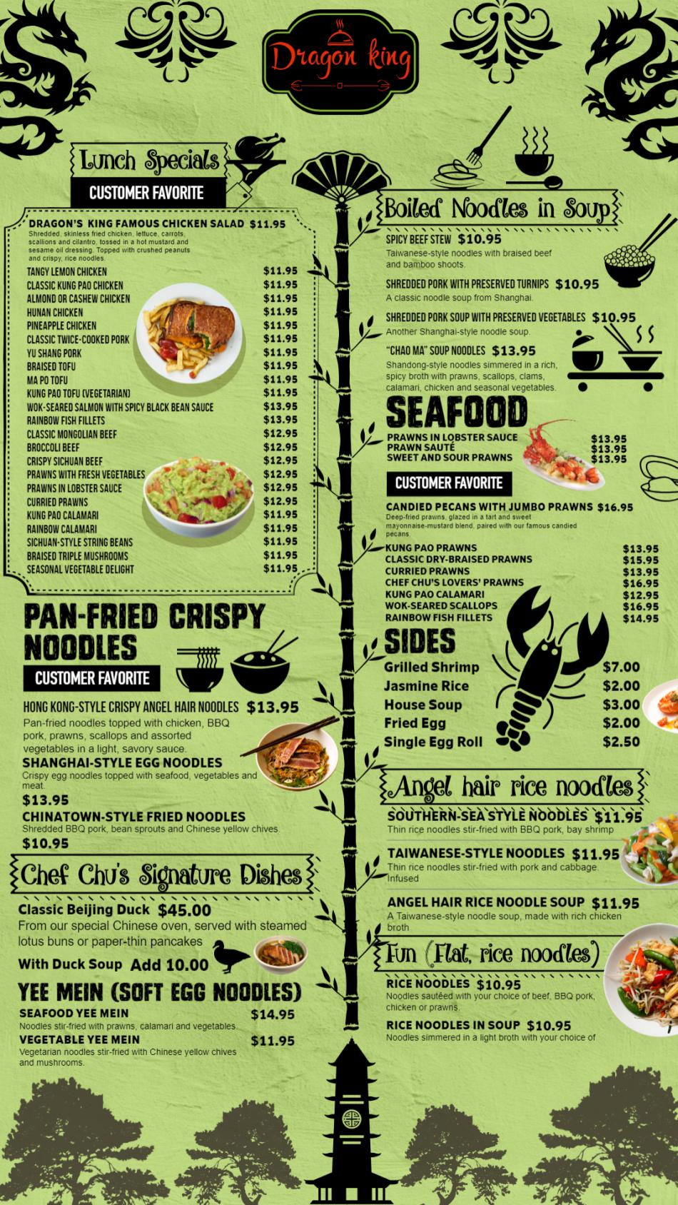 Vertical Chinese menu Board template for restaurants and restaurant marketing