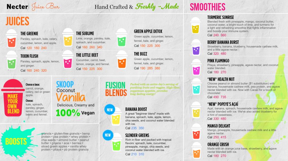 Juice and smoothies menu-board