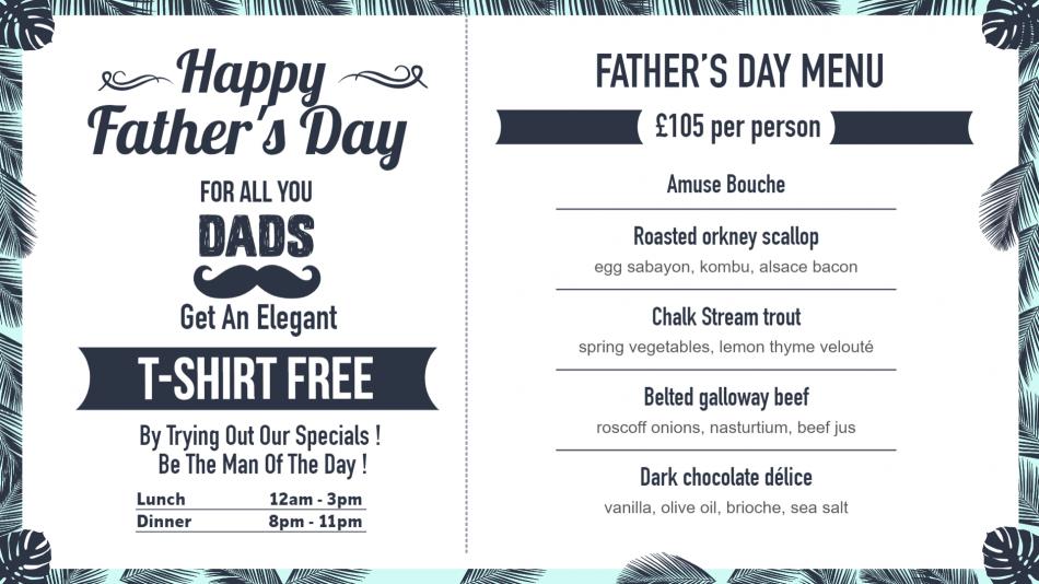 Brilliant Father's day Menu for digital signage for restaurant